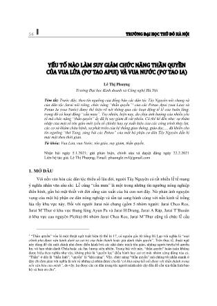 Yếu tố nào làm suy giảm chức năng thần quyền của vua lửa (Pơ Tao Apui) và vua nước (Pơ Tao Ia)
