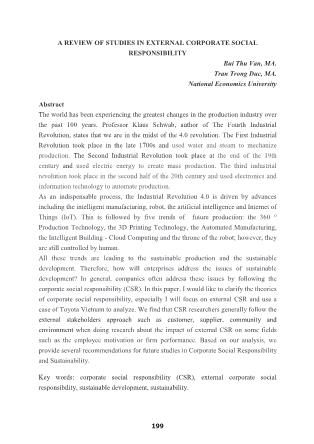 A review of studies in external corporate social responsibility