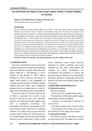 An oveview of fruit and vegetable supply chain model in Hanoi