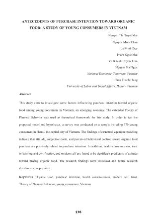 Antecedents of purchase intention toward organic food: A study of young consumers in Vietnam