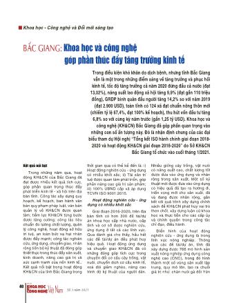 Bắc Giang: Khoa học và công nghệ góp phần thúc đẩy tăng trưởng kinh tế