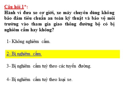 Bài giảng 304 câu lý thuyết giao thông đường bộ
