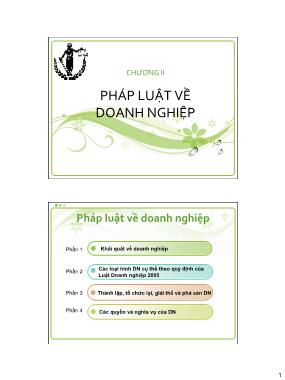 Bài giảng Luật kinh tế - Chương 2: Pháp luật về doanh nghiệp - Phan Đăng Hải