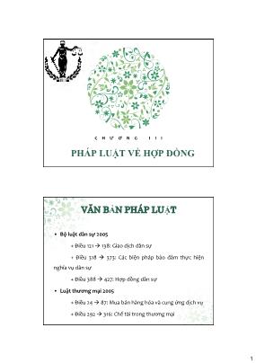 Bài giảng Luật kinh tế - Chương 3: Pháp luật về hợp đồng - Phan Đăng Hải