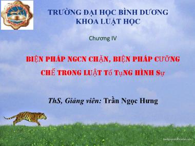 Bài giảng Luật tố tụng hình sự - Chương 4: Biện pháp ngăn chặn, biện pháp cưỡng chế trong luật tố tụng hình sự - Trần Ngọc Hưng
