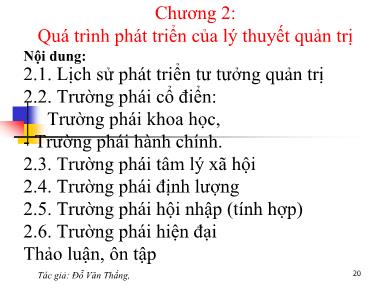 Bài giảng Quản trị học - Chương 2: Quá trình phát triển của lý thuyết quản trị - Đỗ Văn Thắng