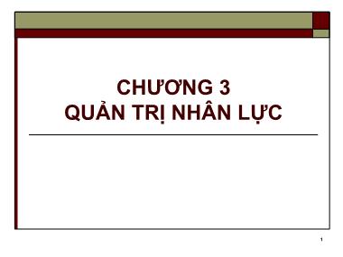 Bài giảng Quản trị kinh doanh tổng hợp - Chương 3: Quản trị nhân lực - Ngô Thị Hương Giang
