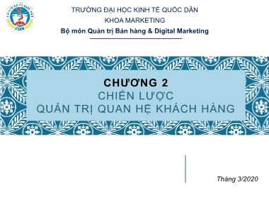 Bài giảng Quản trị quan hệ khách hàng - Chương 2: Chiến lược quản trị quan hệ khách hàng