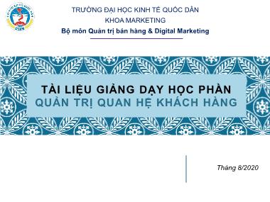 Bài giảng Quản trị quan hệ khách hàng - Giới thiệu môn học