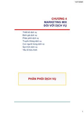 Bài giảng Quản trị và marketing dịch vụ công - Chương 4: Marketing mix đối với dịch vụ - Nguyễn Thị Mai Anh