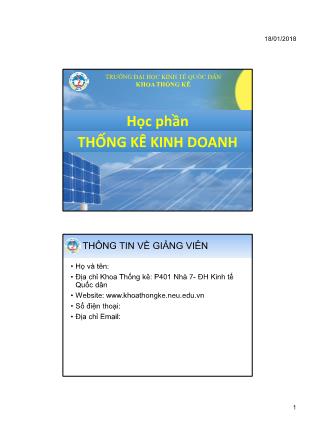 Bài giảng Thống kê kinh doanh - Chương 1: Một số vấn đề chung về thống kê kinh doanh