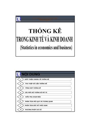 Bài giảng Thống kê trong kinh tế và kinh doanh - Chương 1: Giới thiệu chung về thống kê