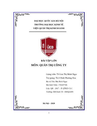 Bài tập lớn môn Quản trị công ty