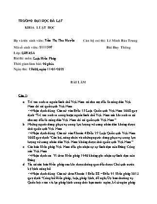 Bài thi môn Luật hiến pháp