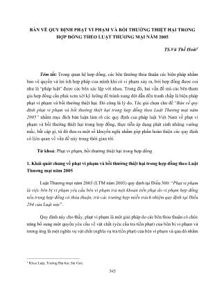 Bàn về quy định phạt vi phạm và bồi thường thiệt hại trong hợp đồng theo luật thương mại năm 2005