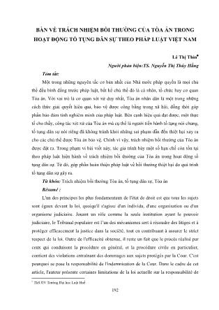 Bàn về trách nhiệm bồi thường của tòa án trong hoạt động tố tụng dân sự theo pháp luật Việt Nam