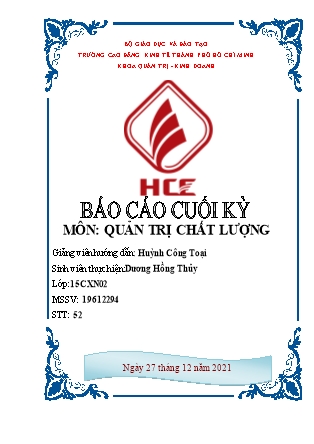 Báo cáo cuối kỳ môn Quản trị chất lượng