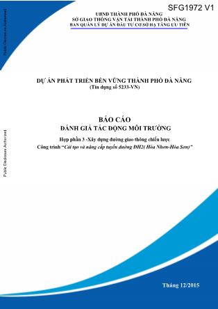 Báo cáo Đánh giá tác động môi trường - Hợp phần 3: Xây dựng đường giao thông chiến lược Công trình “Cải tạo và nâng cấp tuyến đường ĐH2 ( Hòa Nhơn-Hòa Sơn)”