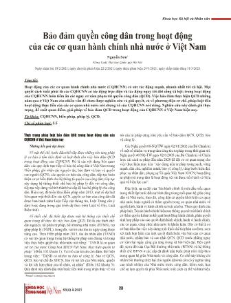 Bảo đảm quyền công dân trong hoạt động của các cơ quan hành chính Nhà nước ở Việt Nam