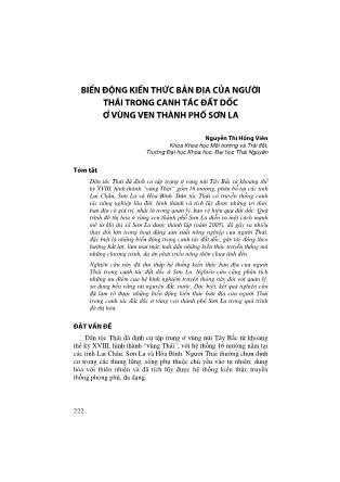 Biến động kiến thức bản địa của người thái trong canh tác đất dốc ở vùng ven Thành phố Sơn La