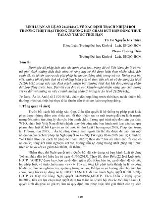 Bình luận án lệ số 21/2018/AL về xác định trách nhiệm bồi thường thiệt hại trong trường hợp chấm dứt hợp đồng thuê tài sản trước thời hạn