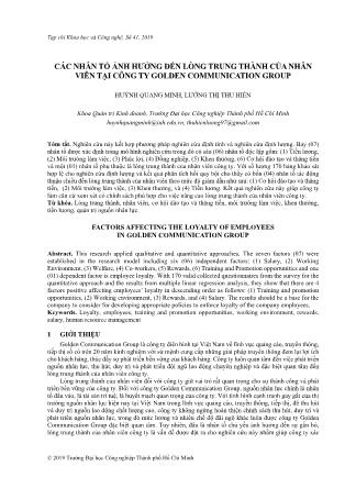 Các nhân tố ảnh hưởng đến lòng trung thành của nhân viên tại công ty Golden Communication Group