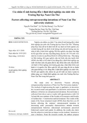 Các nhân tố ảnh hưởng đến ý định khởi nghiệp của sinh viên trường Đại học Nam Cần Thơ
