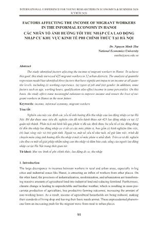 Các nhân tố ảnh hưởng tới thu nhập của lao động nhập cư khu vực kinh tế phi chính thức tại Hà Nội