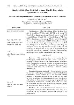 Các nhân tố tác động đến ý định sử dụng đồng hồ thông minh: Nghiên cứu tại Việt Nam