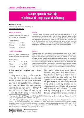 Các quy định của pháp luật về công an xã - Thực trạng và kiến nghị