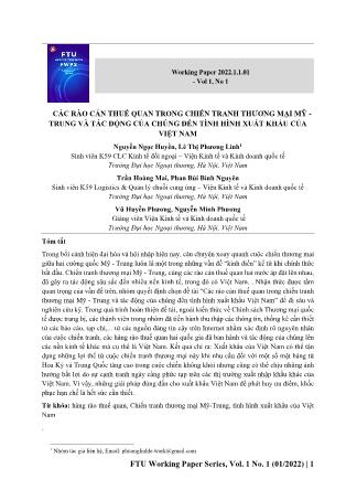 Các rào cản thuế quan trong chiến tranh thương mại Mỹ - Trung và tác động của chúng đến tình hình xuất khẩu của Việt Nam