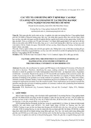 Các yếu tố ảnh hưởng đến ý định học cao học của sinh viên ngành kinh tế tại trường Đại học Công nghiệp Thành phố Hồ Chí Minh