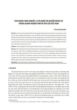 Cách mạng công nghiệp 4.0 và quản trị nguồn nhân lực trong doanh nghiệp nhỏ và vừa của Việt Nam