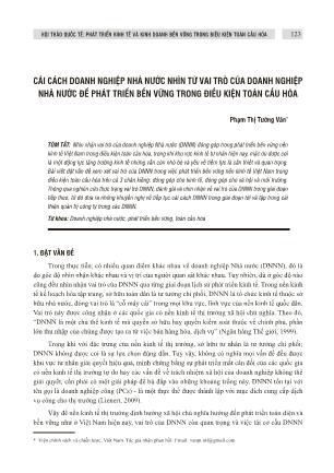 Cải cách doanh nghiệp nhà nước nhìn từ vai trò của doanh nghiệp Nhà nước để phát triển bền vững trong điều kiện toàn cầu hóa