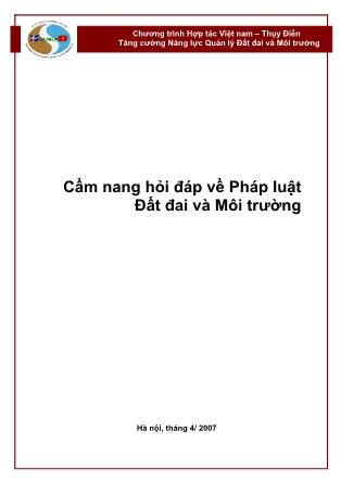 Cẩm nang hỏi đáp về Pháp luật đất đai và môi trường