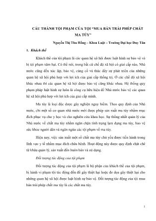 Cấu thành tội phạm của tội “mua bán trái phép chất ma túy”