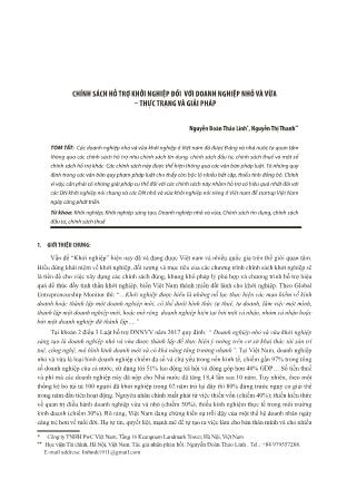 Chính sách hỗ trợ khởi nghiệp đối với doanh nghiệp nhỏ và vừa – Thực trạng và giải pháp