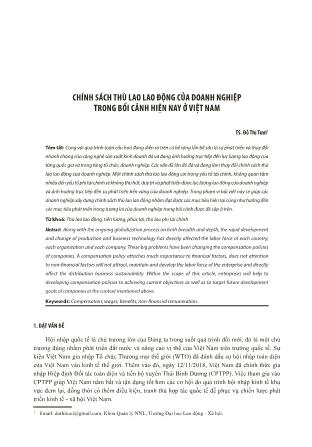 Chính sách thù lao lao động của doanh nghiệp trong bối cảnh hiện nay ở Việt Nam