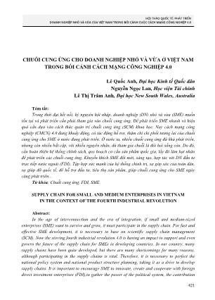 Chuỗi cung ứng cho doanh nghiệp nhỏ và vừa ở Việt Nam trong bối cảnh cách mạng công nghiệp 4.0