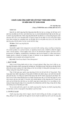 Chuỗi cung ứng khép kín với phát triển bền vững và nền kinh tế tuần hoàn