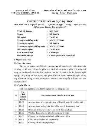 Chương trình giáo dục chuyên ngành Kế toán