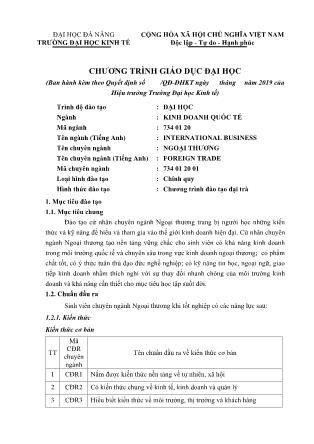 Chương trình giáo dục chuyên ngành Ngoại thương
