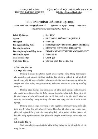 Chương trình giáo dục chuyên ngành Quản trị hệ thống thông tin