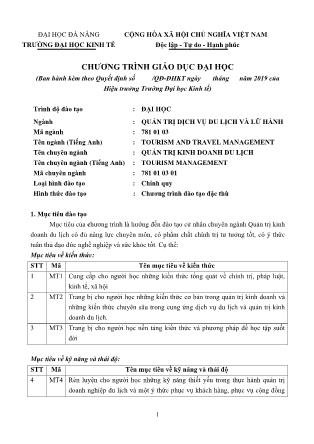 Chương trình giáo dục chuyên ngành Quản trị kinh doanh du lịch