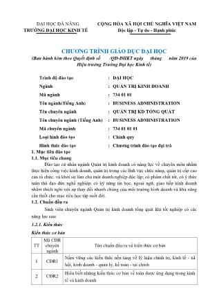 Chương trình giáo dục chuyên ngành Quản trị kinh doanh tổng quát
