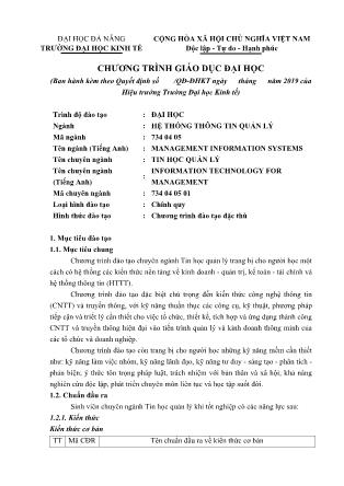 Chương trình giáo dục chuyên ngành Tin học quản lý
