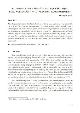 Cơ hội phát triển bền vững từ cuộc cách mạng công nghiệp lần thứ tư: Phân tích bằng mô hình ISM