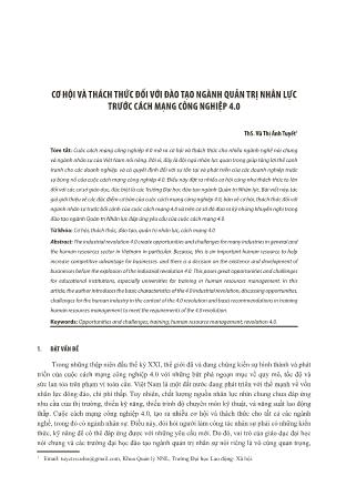 Cơ hội và thách thức đối với đào tạo ngành quản trị nhân lực trước cách mạng công nghiệp 4.0
