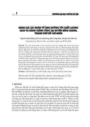Đánh giá các nhân tố ảnh hưởng tới chất lượng dịch vụ hành chính công tại huyện Bình Chánh, Thành phố Hồ Chí Minh