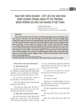 Đạo đức kinh doanh - Cốt lõi của văn hóa kinh doanh trong kinh tế thị trường định hướng Xã hội chủ nghĩa ở Việt Nam